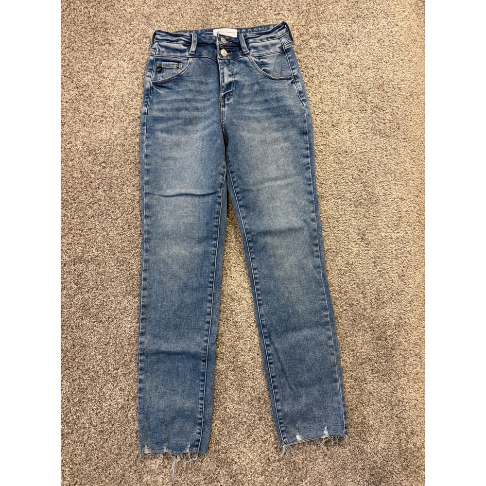 KanCan Jean Women 3/25 Blue Essentials Skinny KC20023M High Rise Raw Hem Stretch